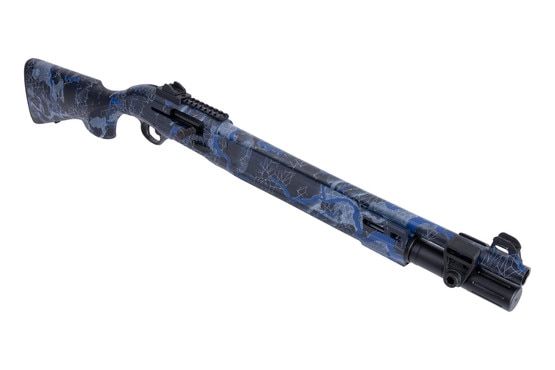 Gas operated, semi-automatic 12 gauge shotgun with Picatinny rail for mounting red dots.